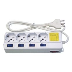 Multipresa con protezione 16A 3 vie - 4 prese 10/16A - schuko con interruttore