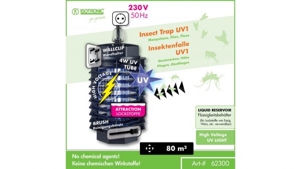 Perel Lampada Elettrica Anti-Zanzare E Insetti UV - 2800V, 100 M², Con Griglia Ad Alta Tensione E Contenitore Di Raccolta, Nero