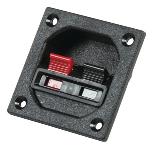 AERZETIX Set 4 Morsetti Per Altoparlanti – 55x21mm, Mono A 2 Vie, Con Pulsanti A Pressa (Rosso/Nero), Per Casse In Legno E MDF, C43774