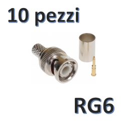 Connettore BNC maschio a crimpare RG6 confezione 10 pezzi