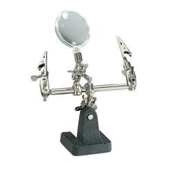 Terza mano, supporto per saldatura con morsetti e lente di ingrandimento