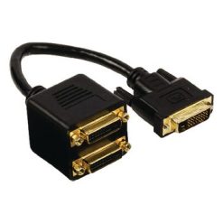 Cavo DVI DVI-D 24 + 1-Pin Maschio - 2x DVI-D 24+1 Pin Femmina 0.20 m Nero