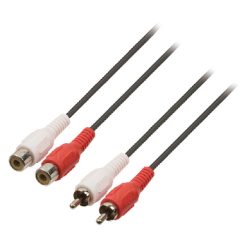 Cavo di Prolunga Audio Stereo 2x RCA Maschio - 2x RCA Femmina 2.00 m Nero