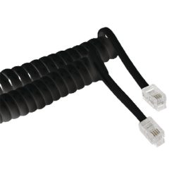 Cavo Telefonico RJ10 (4P4C) Maschio - RJ10 (4P4C) Maschio Spiralato 5.00 m Nero