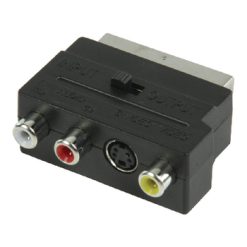 Adattatore SCART Commutabile SCART Maschio - S-Video Femmina + 3x RCA Femmina Nero