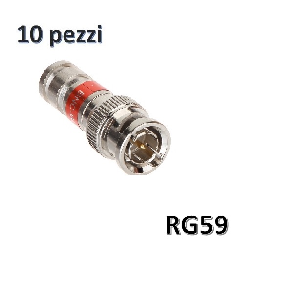 Connettore BNC A Crimpare Per Cavo RG 59/U - Modello Goobay UG 88/U C 59, Pin Dorato, Colore Argento