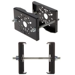 Attacco per fissaggio su palo per telecamere o fari LED - coppia controstaffe nere