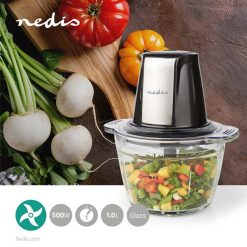 Tritatutto 500 W | 1 l | Vetro | 1 velocità | Argento / Nero