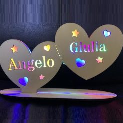 Lampada led in legno personalizzabile - con led multicolore - Idea Regalo
