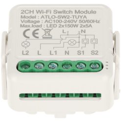 DOPPIO CONTROLLER DI ILLUMINAZIONE A LED INTELLIGENTE ATLO-SW2-TUYA Wi-Fi