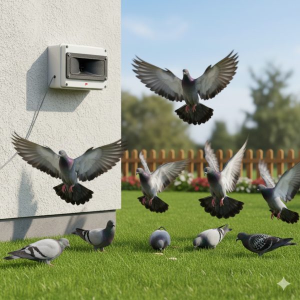 Repellente ultrasuoni uccelli colombi gabbiani corvi - versione da esterno fino a 80mt quadri